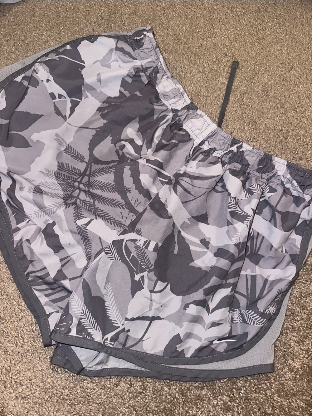 Nike Gray Botanical Print Athletic Shorts